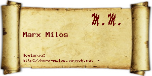 Marx Milos névjegykártya